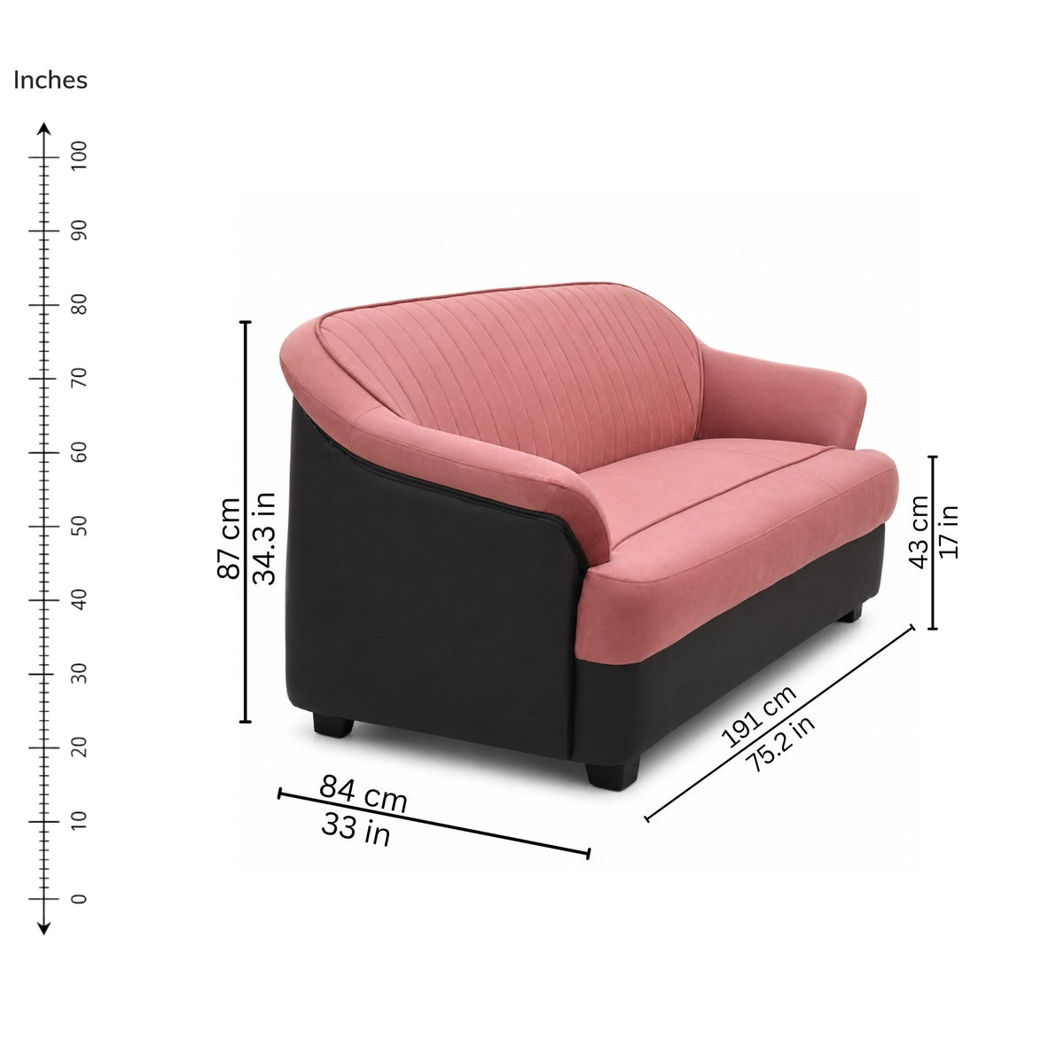 Amber Three-Seater Sofa — iso-dims