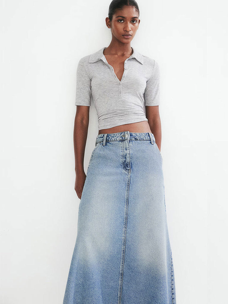 A line Denim Skirt