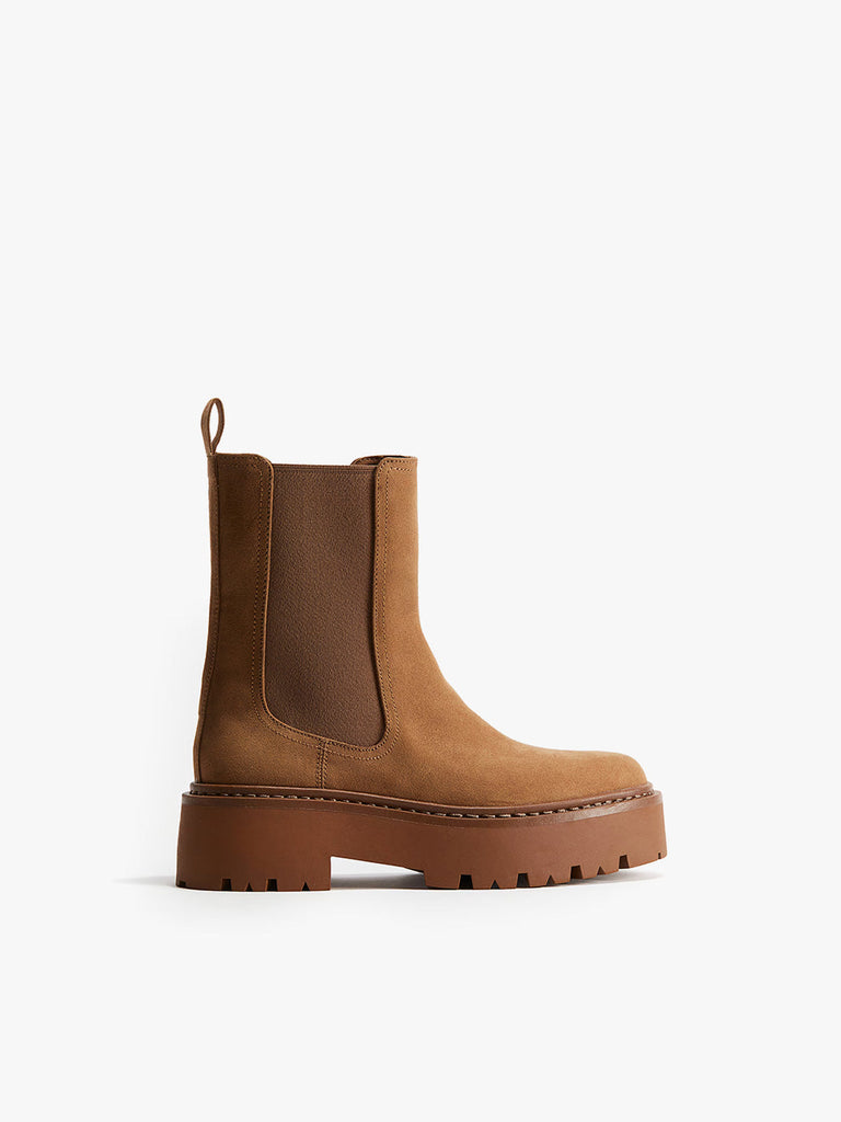 Calf High Leather Boots
