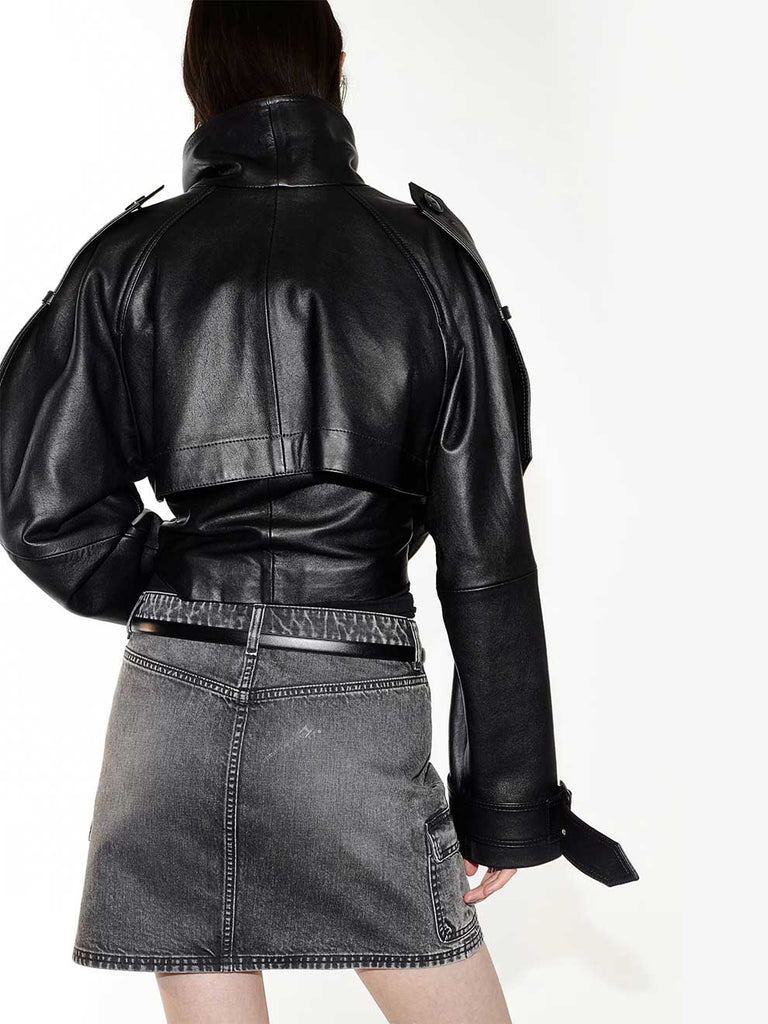 Denim Cargo Mini Skirt