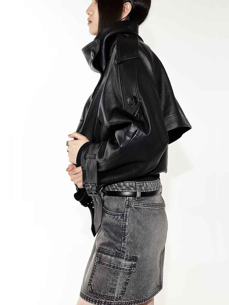 Denim Cargo Mini Skirt