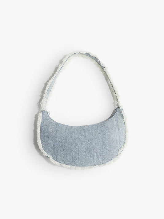 Frayed edge Denim Shoulder Bag