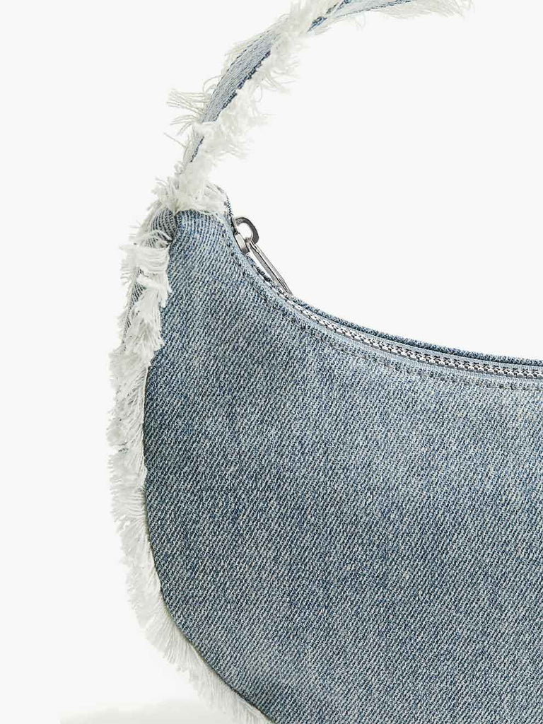 Frayed edge Denim Shoulder Bag