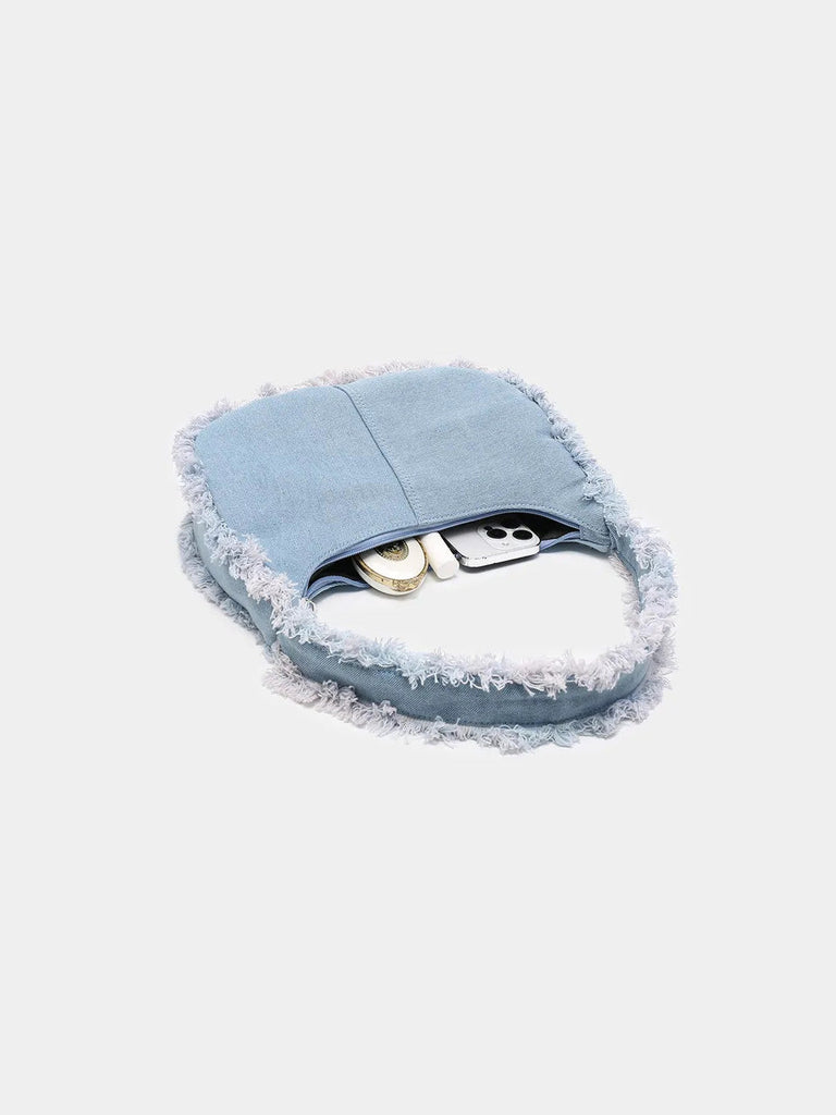 Frayed edge Denim Shoulder Bag