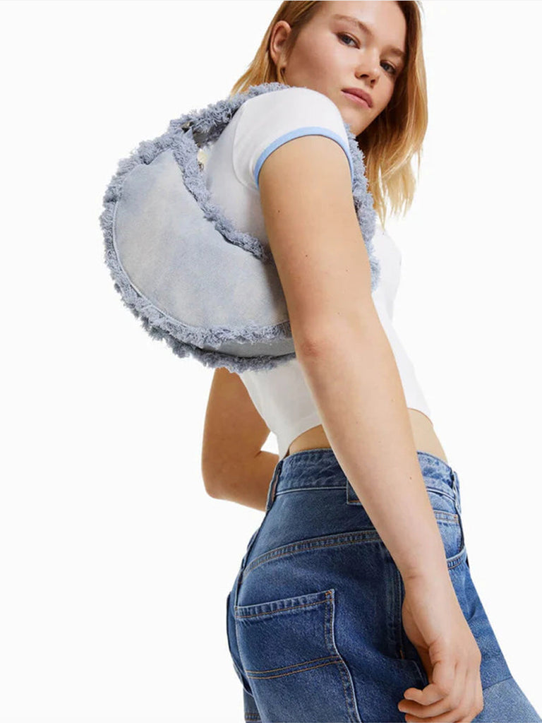 Frayed edge Denim Shoulder Bag