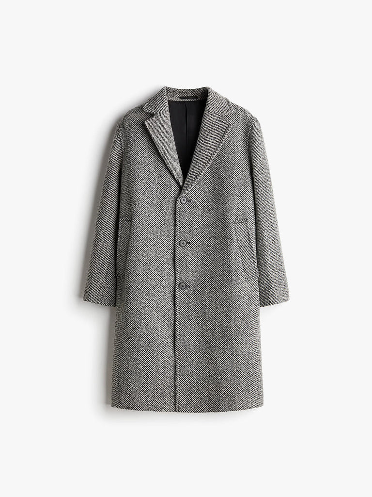 Loose Fit Wool Blend Coat