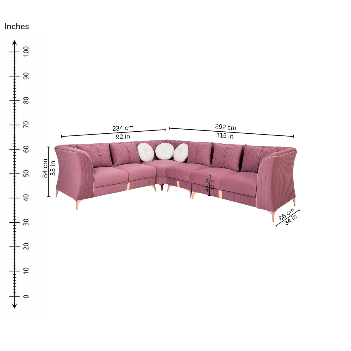 Adri Corner Sofa (Left) — iso-dims