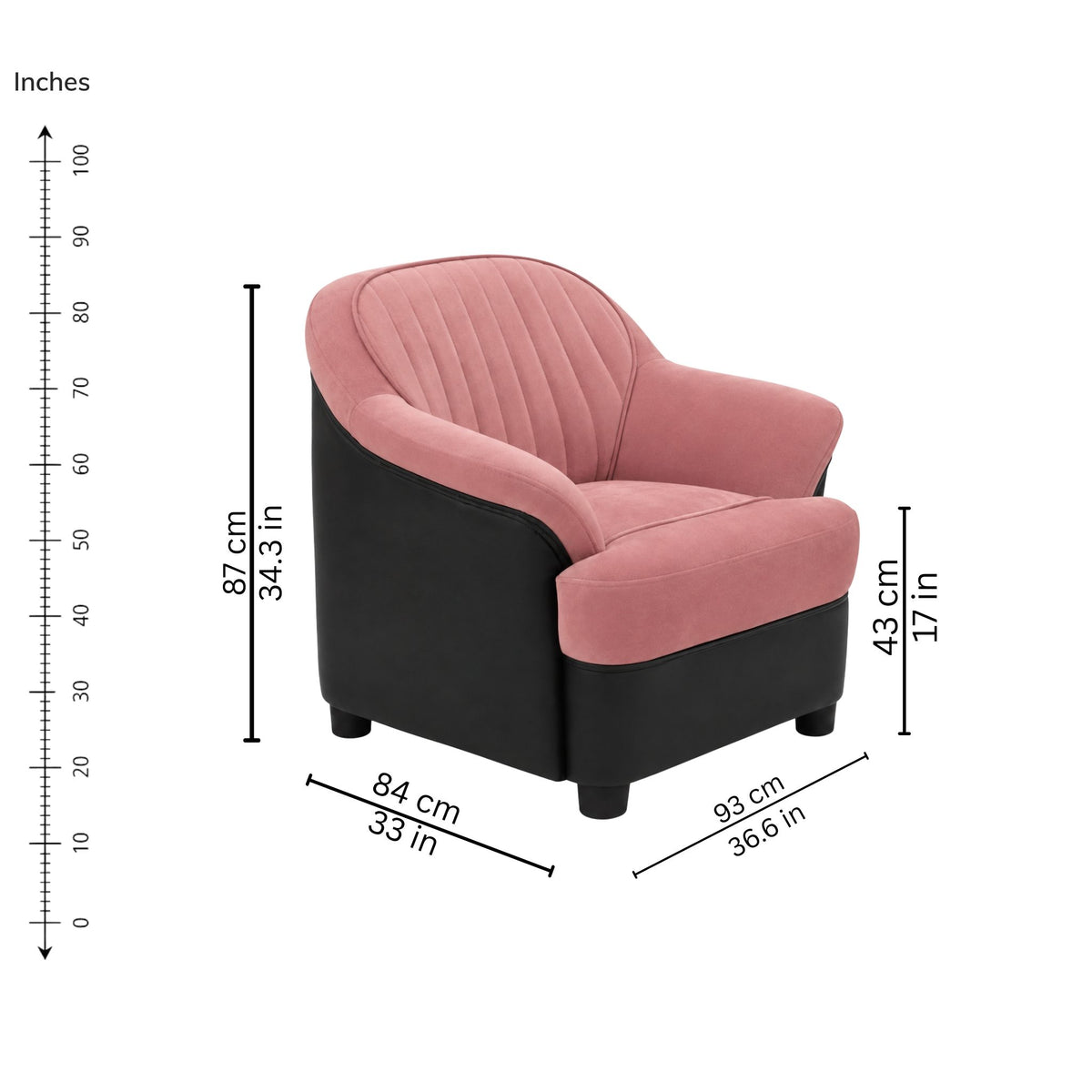 Amber One-Seater Sofa — iso-dims