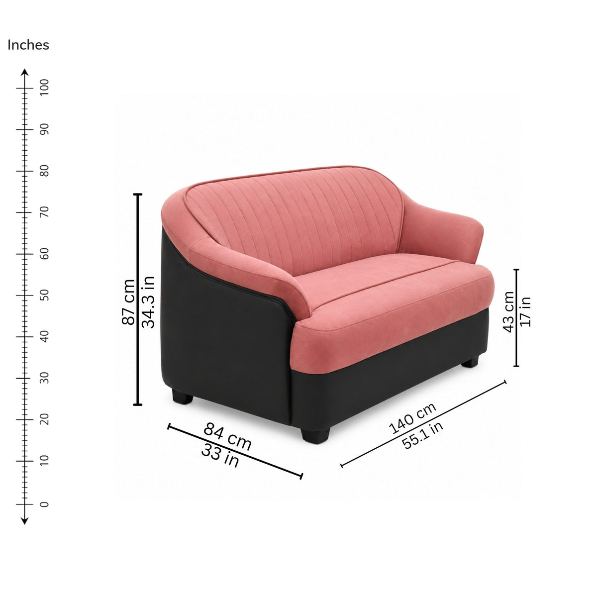 Amber Two-Seater Sofa — iso-dims