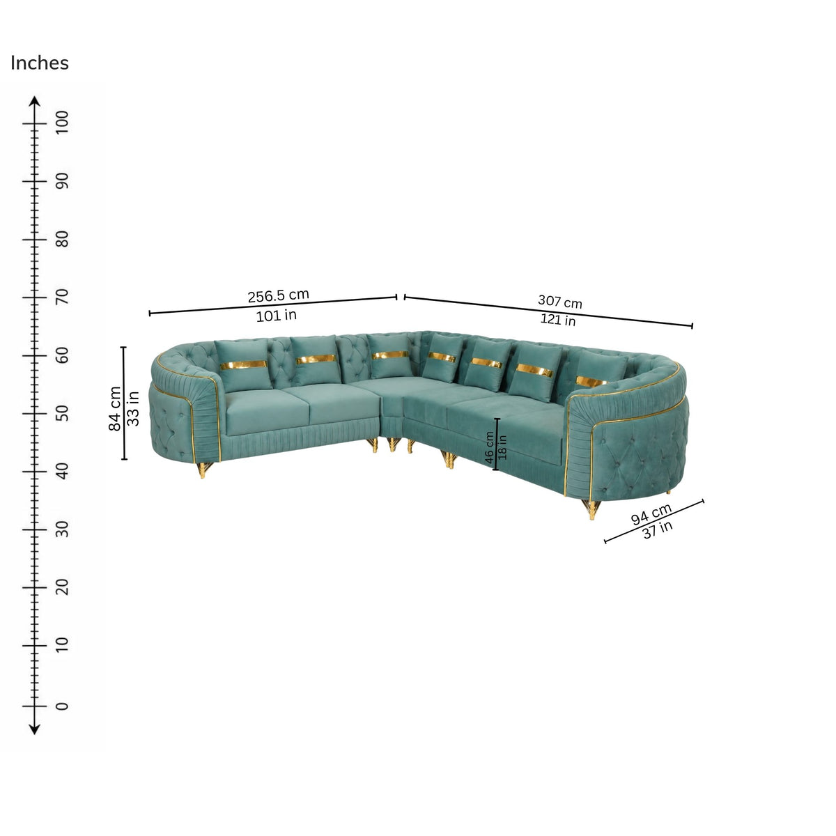 Aspen Corner Sofa (Left) — iso-dims