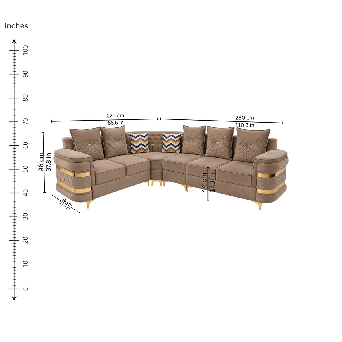 Camellia Corner Sofa (Left) — iso-dims
