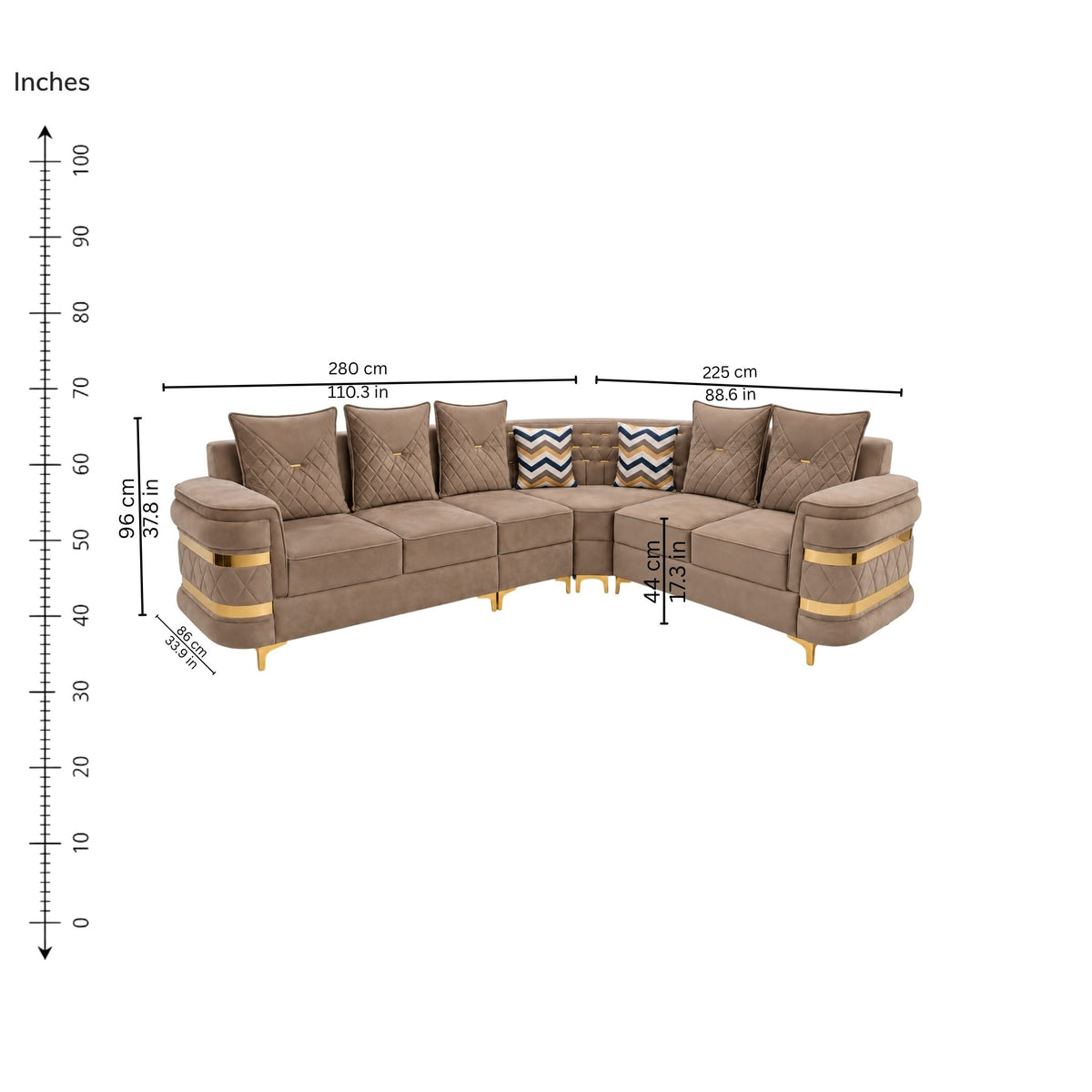 Camellia Corner Sofa (Right) — iso-dims