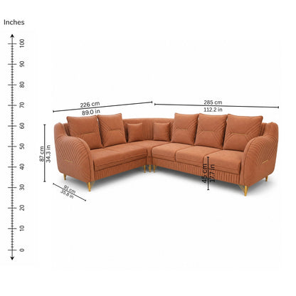 Dover Corner Sofa (Left) — iso-dims