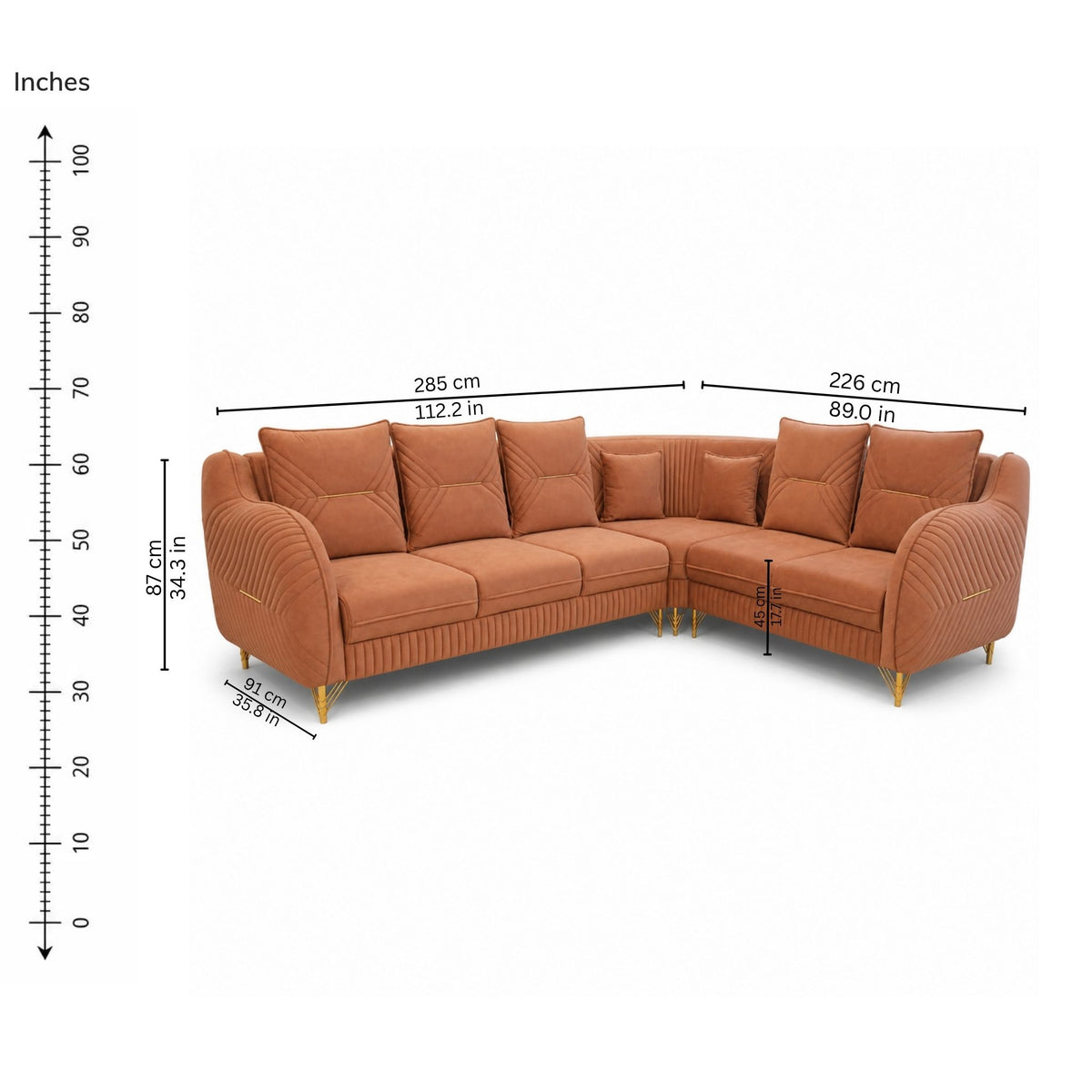 Dover Corner Sofa (Right) — iso-dims