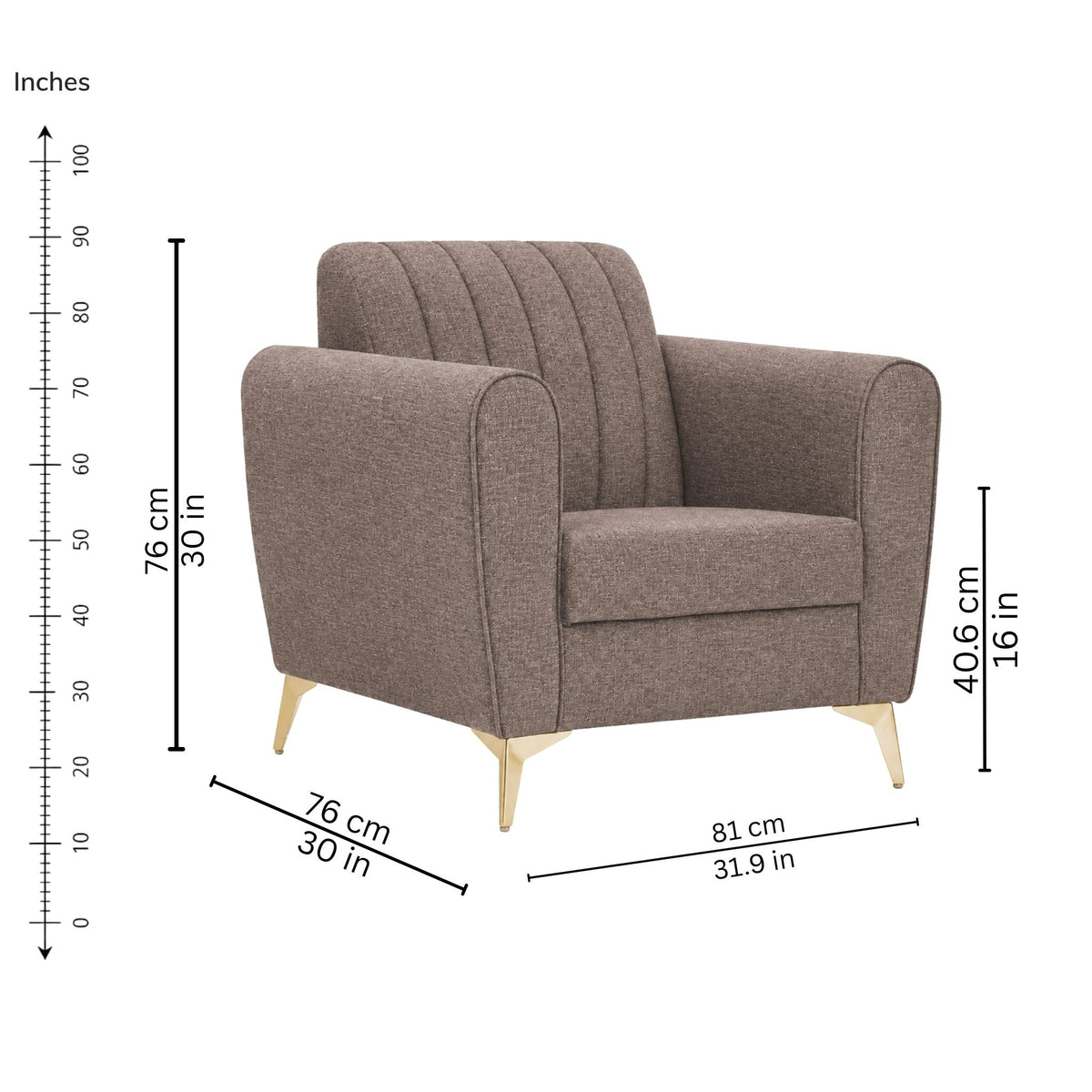 Fredo One-Seater Sofa — iso-dims
