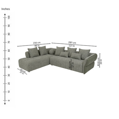 Freesia Corner Sofa (Left) — iso-dims