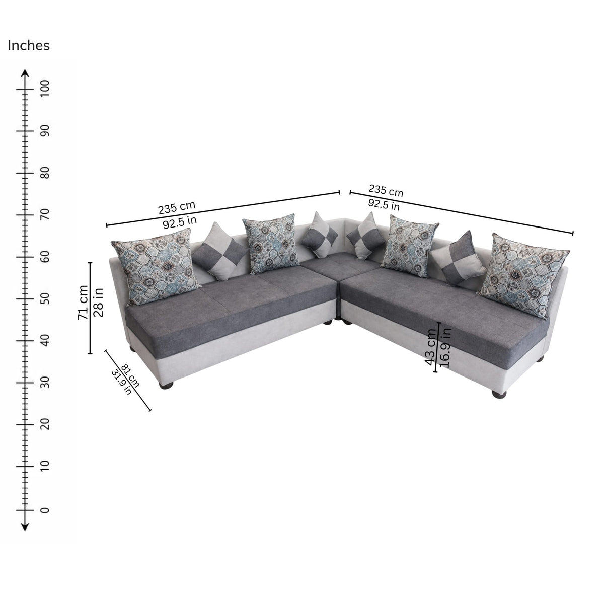 Halo Corner Sofa (Left) — iso-dims