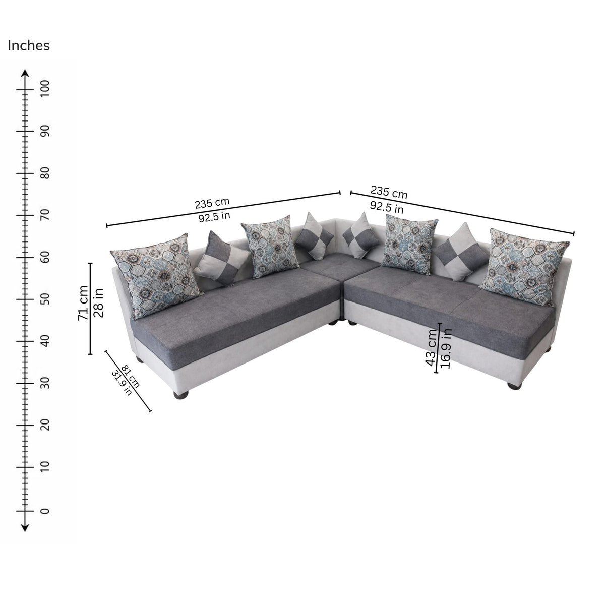 Halo Corner Sofa (Right) — iso-dims