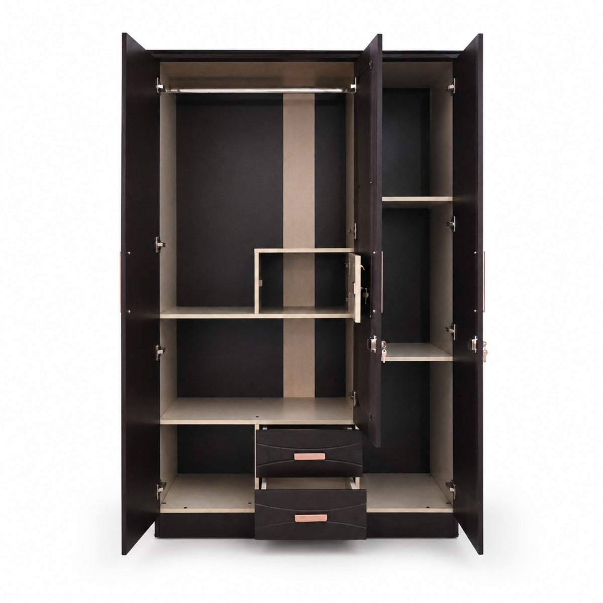 Haven Three-Door Wardrobe — front-open