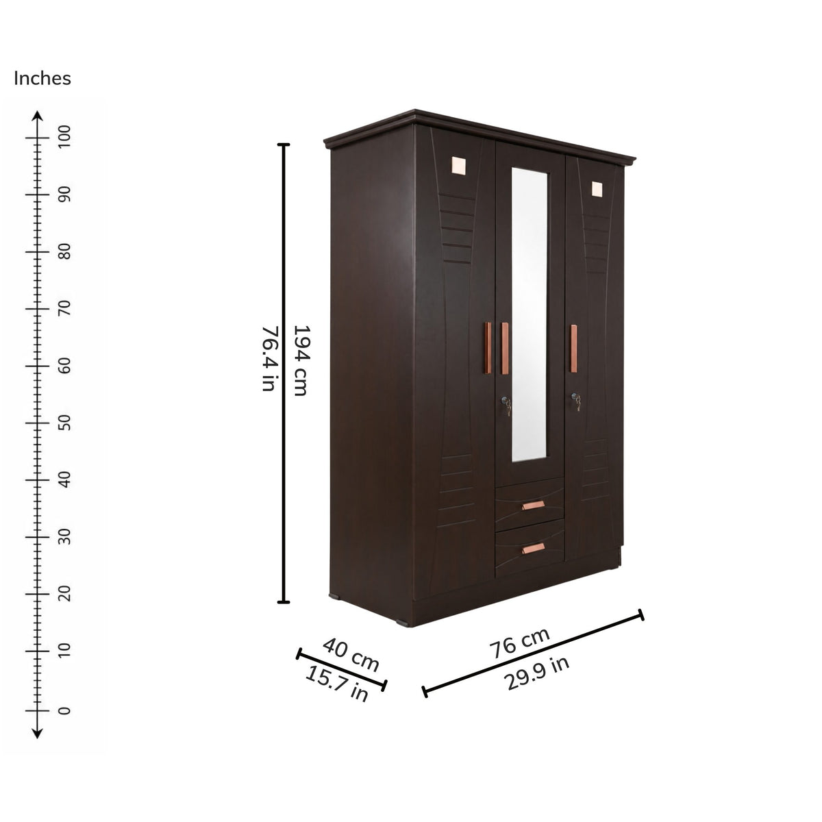 Haven Three-Door Wardrobe — iso-dims