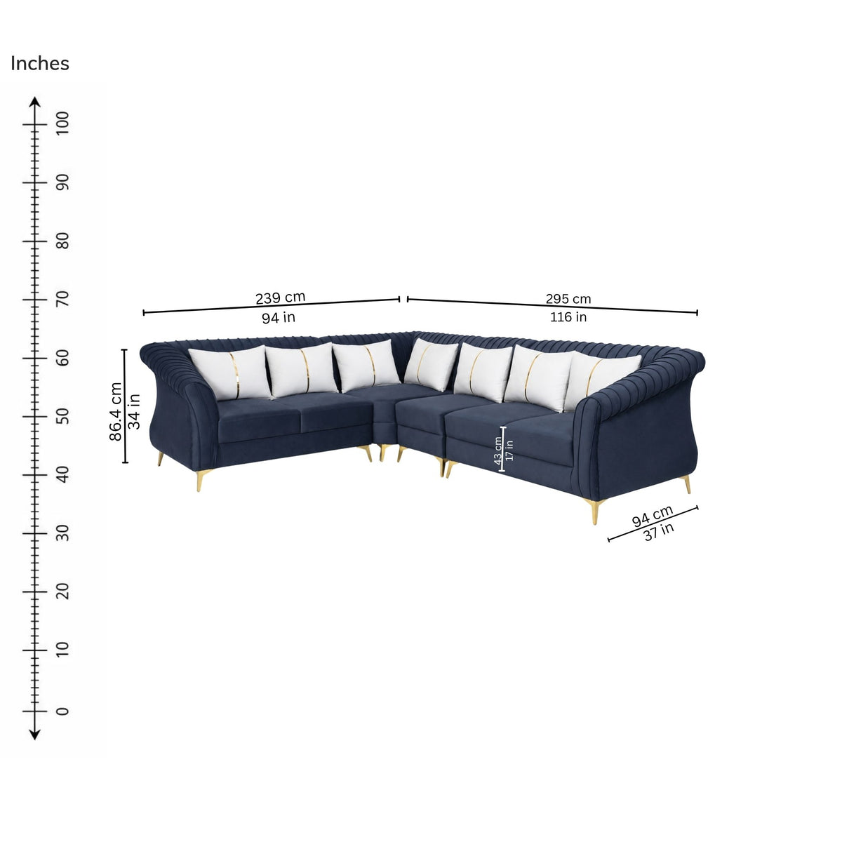 Kris Corner Sofa (Left) — iso-dims