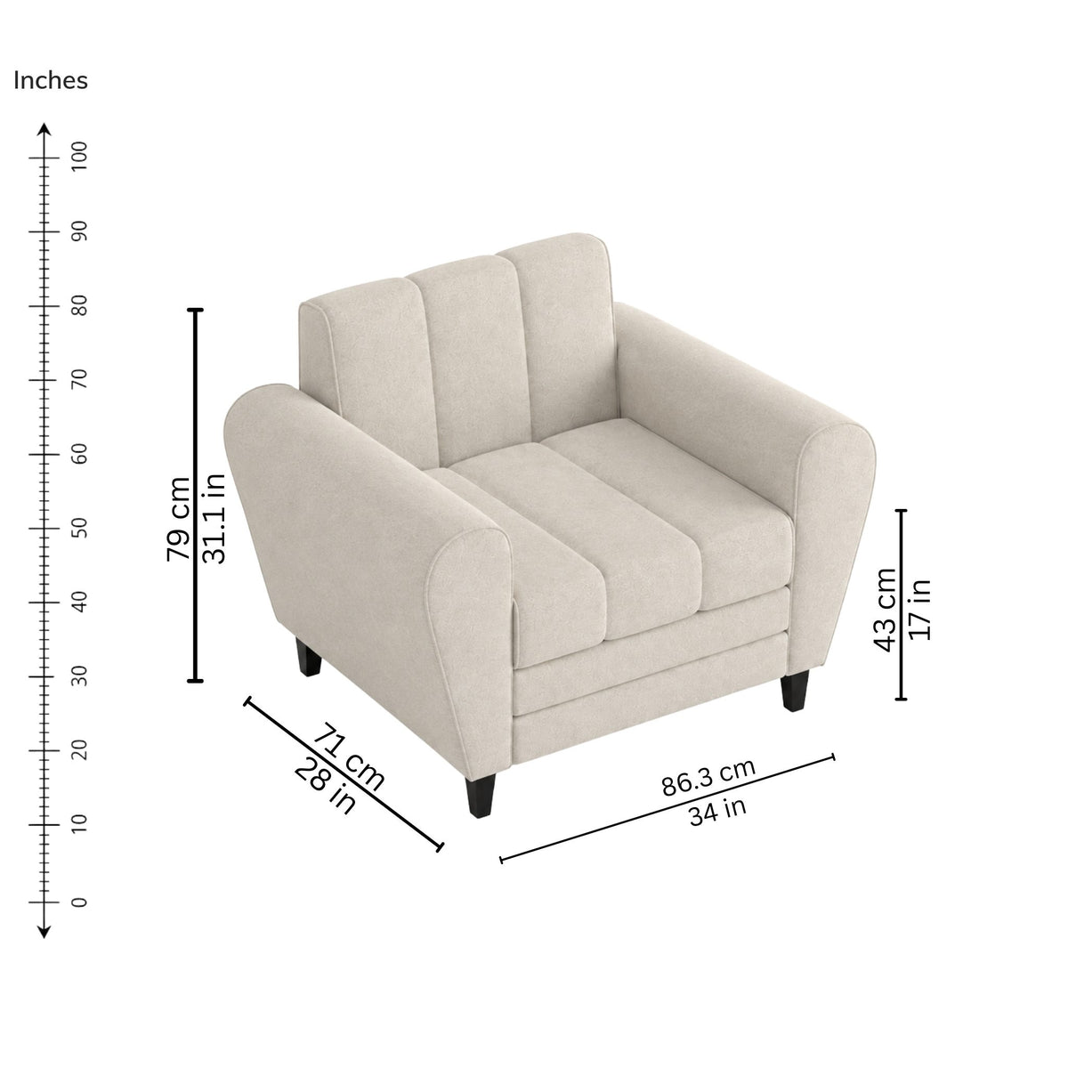 Lucas One-Seater Sofa — iso-dims
