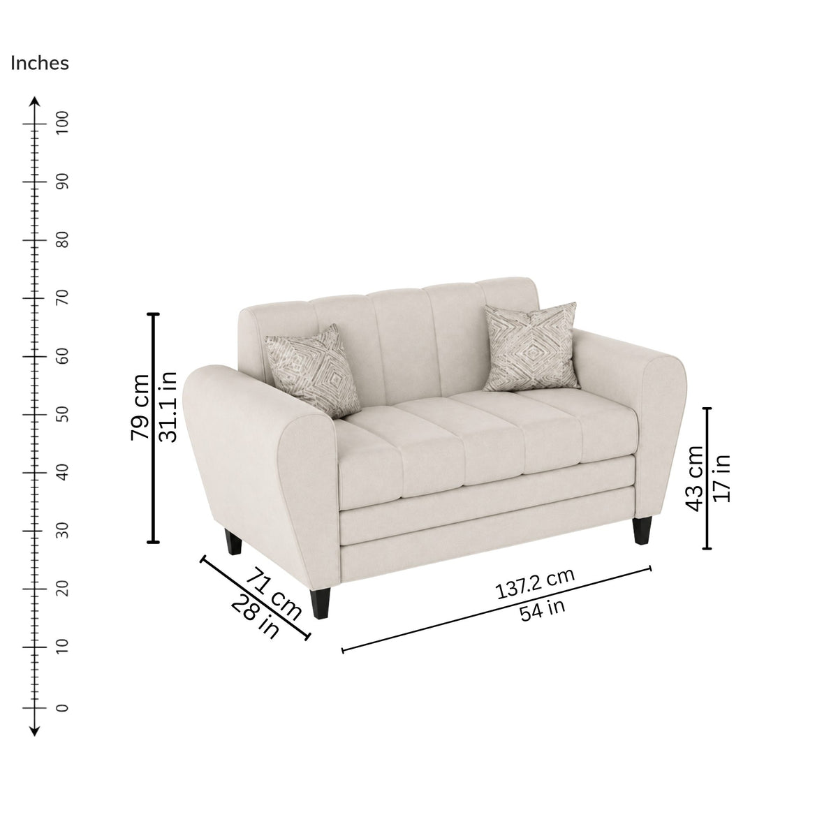 Lucas Two-Seater Sofa — iso-dims
