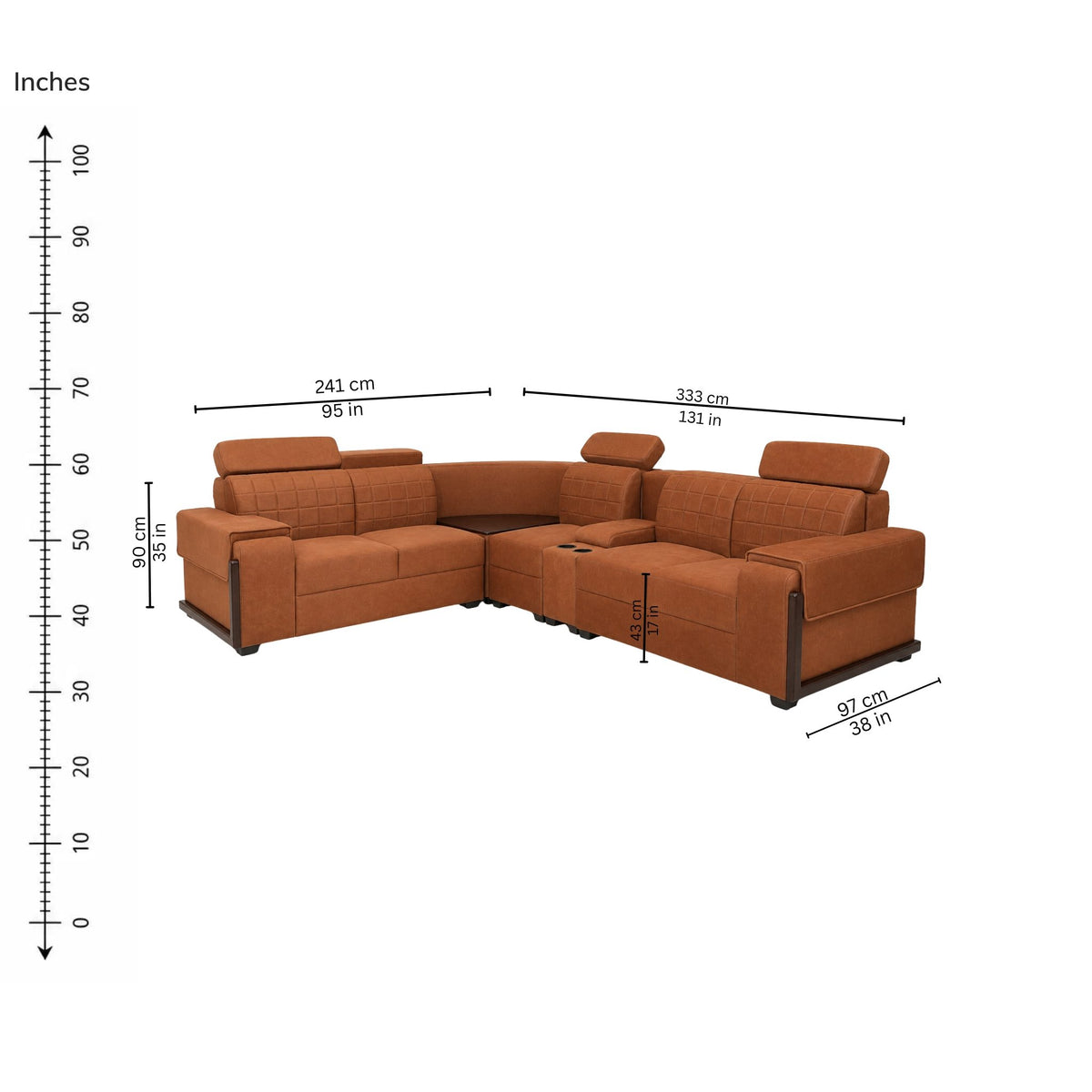 Maven Corner Sofa (Left) — iso-dims