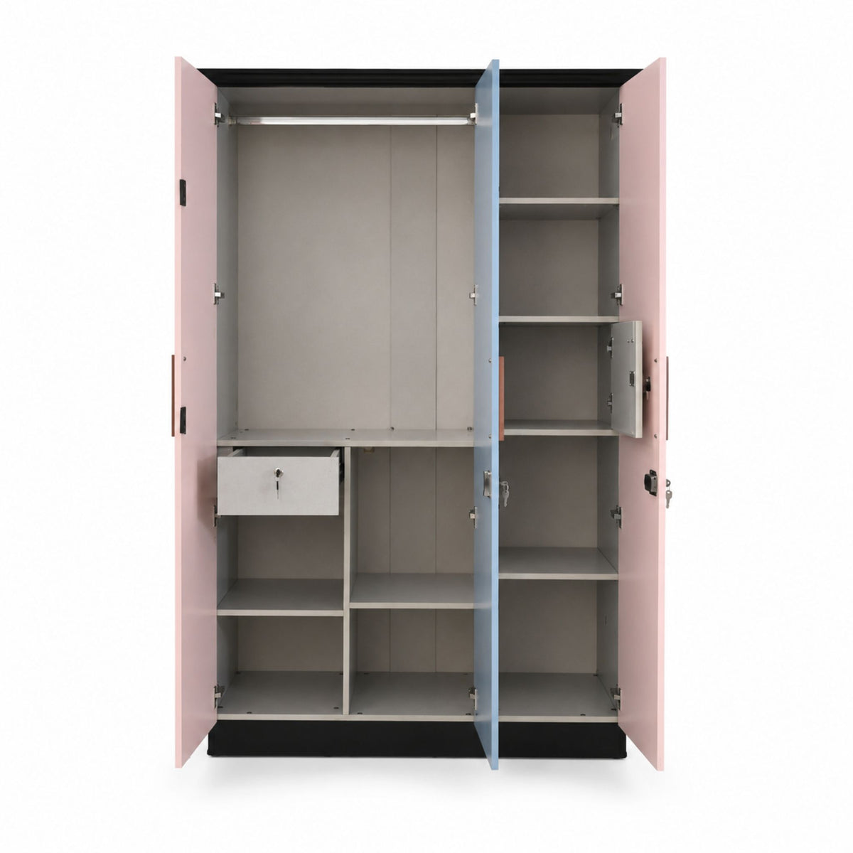 Nebula Three-Door Wardrobe — front-open