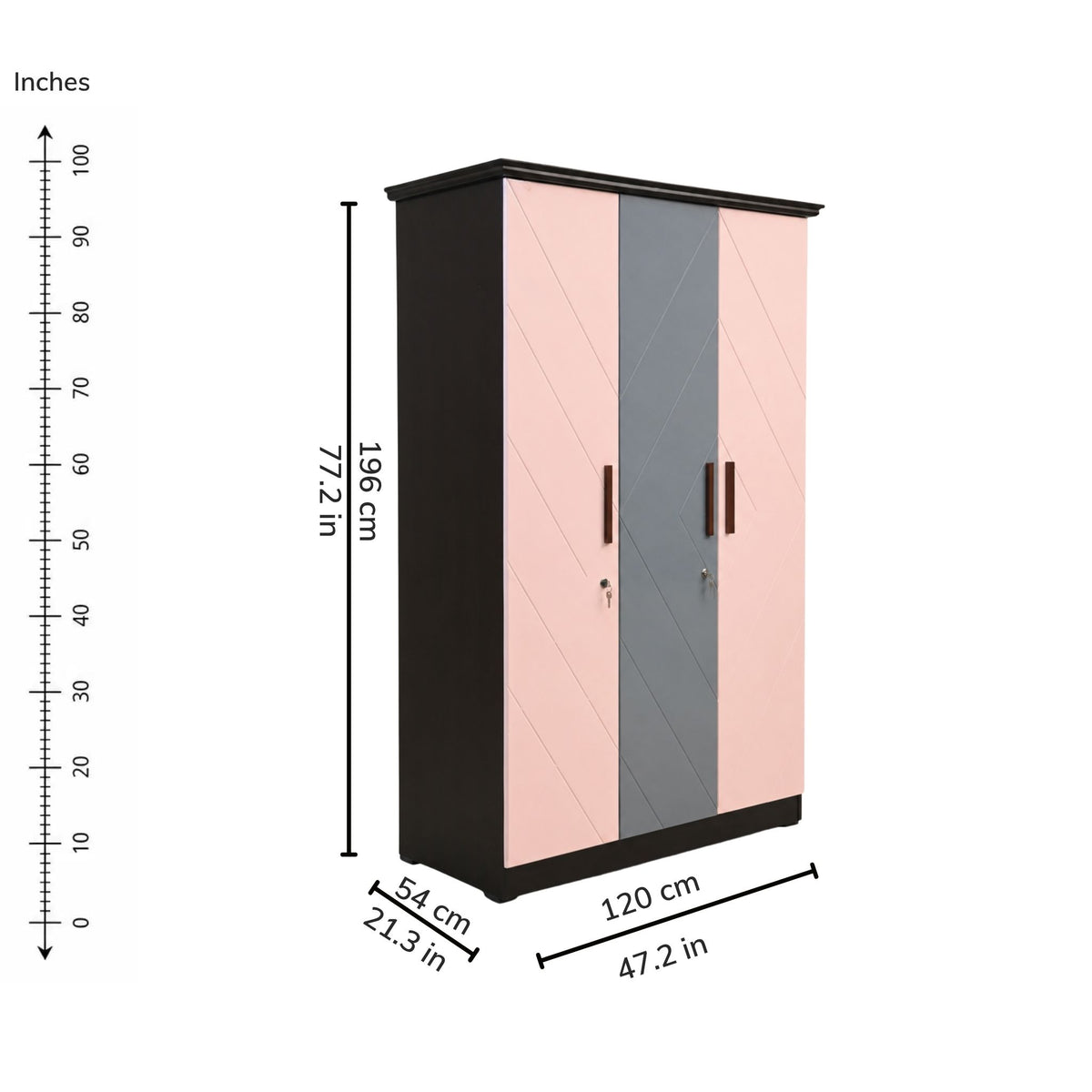 Nebula Three-Door Wardrobe — iso-dims