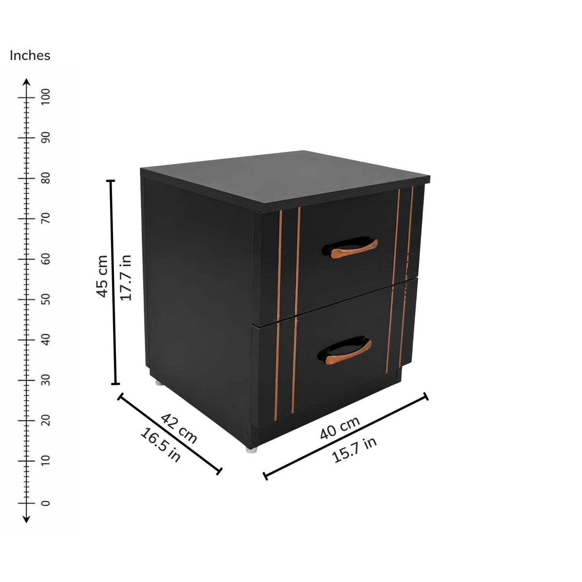 Nocturne Bedside Table — iso-dims