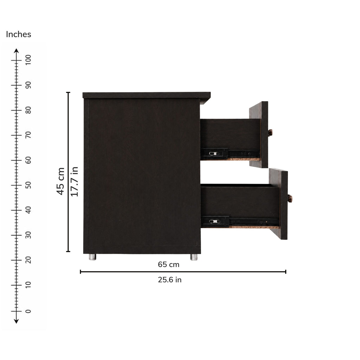 Nocturne Bedside Table — right-open-dims
