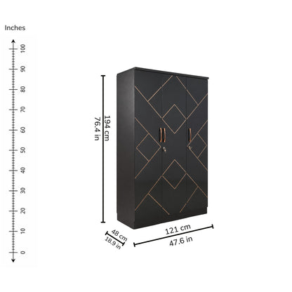 Nocturne Three-Door Wardrobe — iso-dims