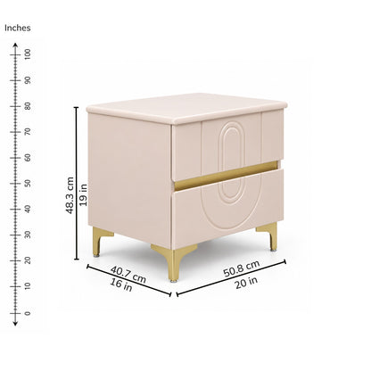 Sable Bedside Table — iso-dims