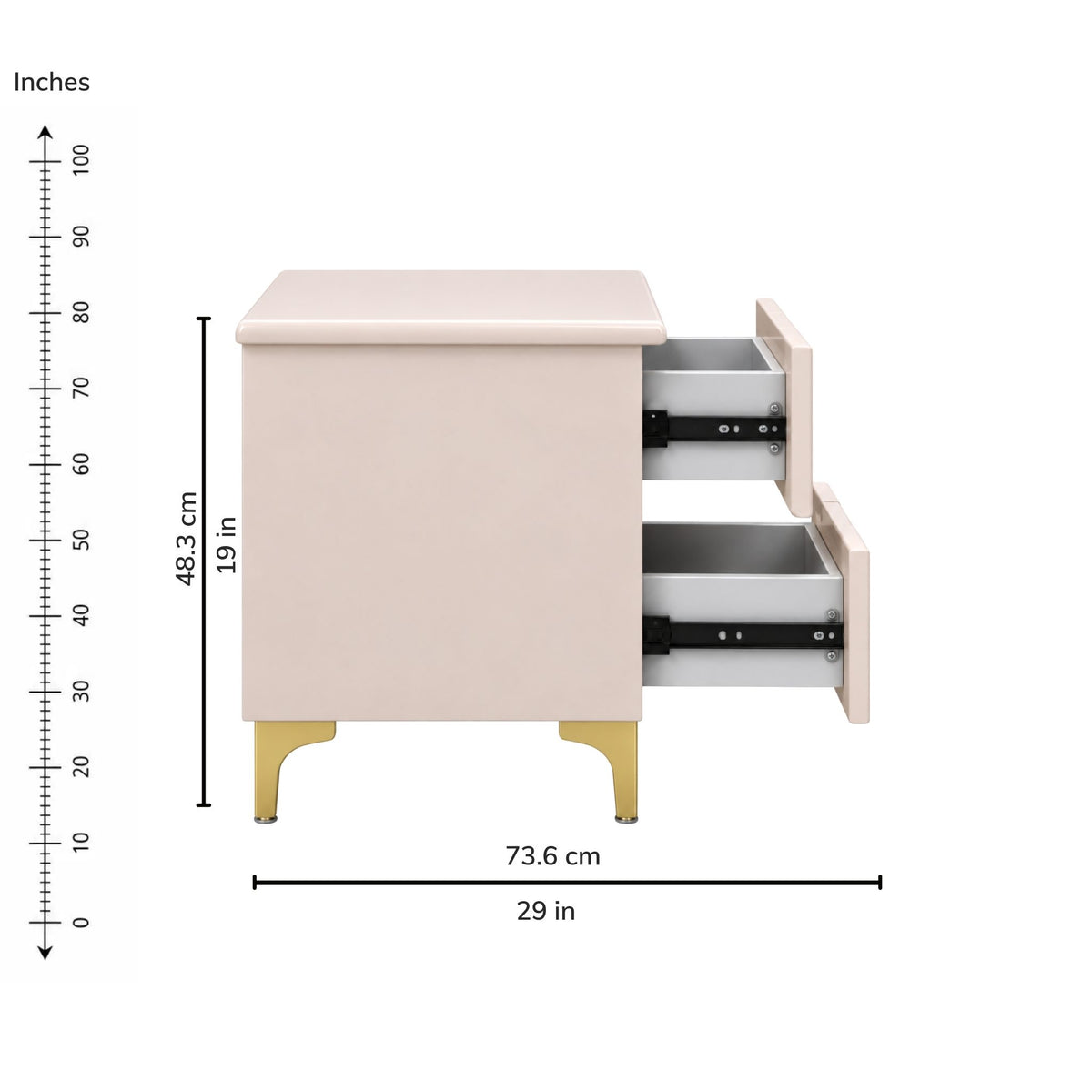 Sable Bedside Table — right-open-dims