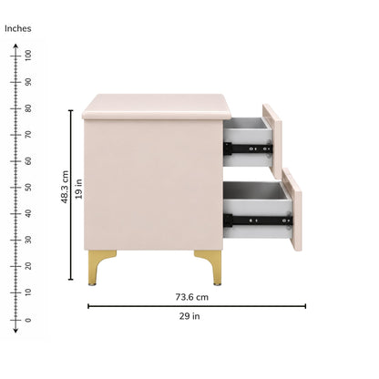 Sable Bedside Table — right-open-dims