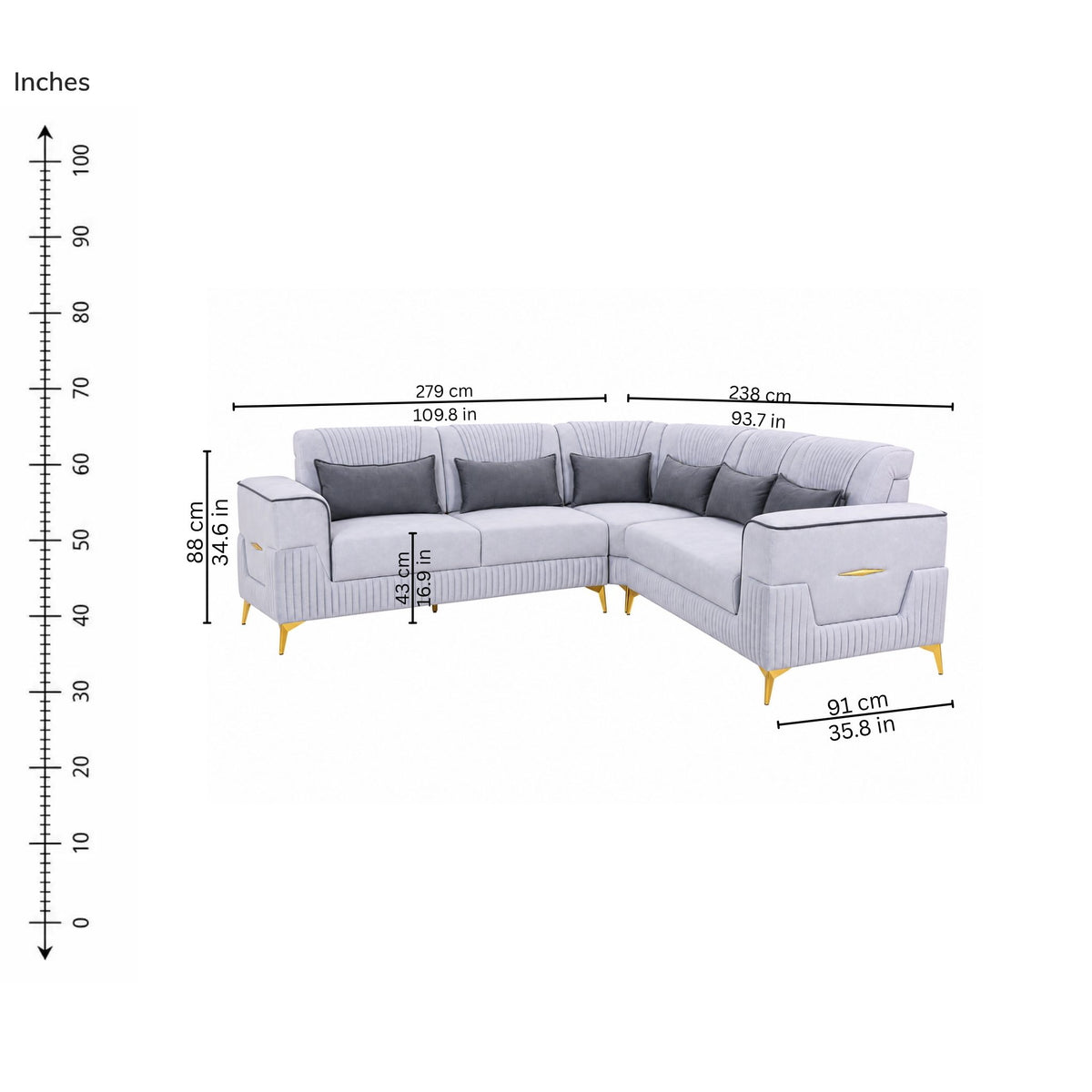 Sage Corner Sofa (Right) — iso-dims