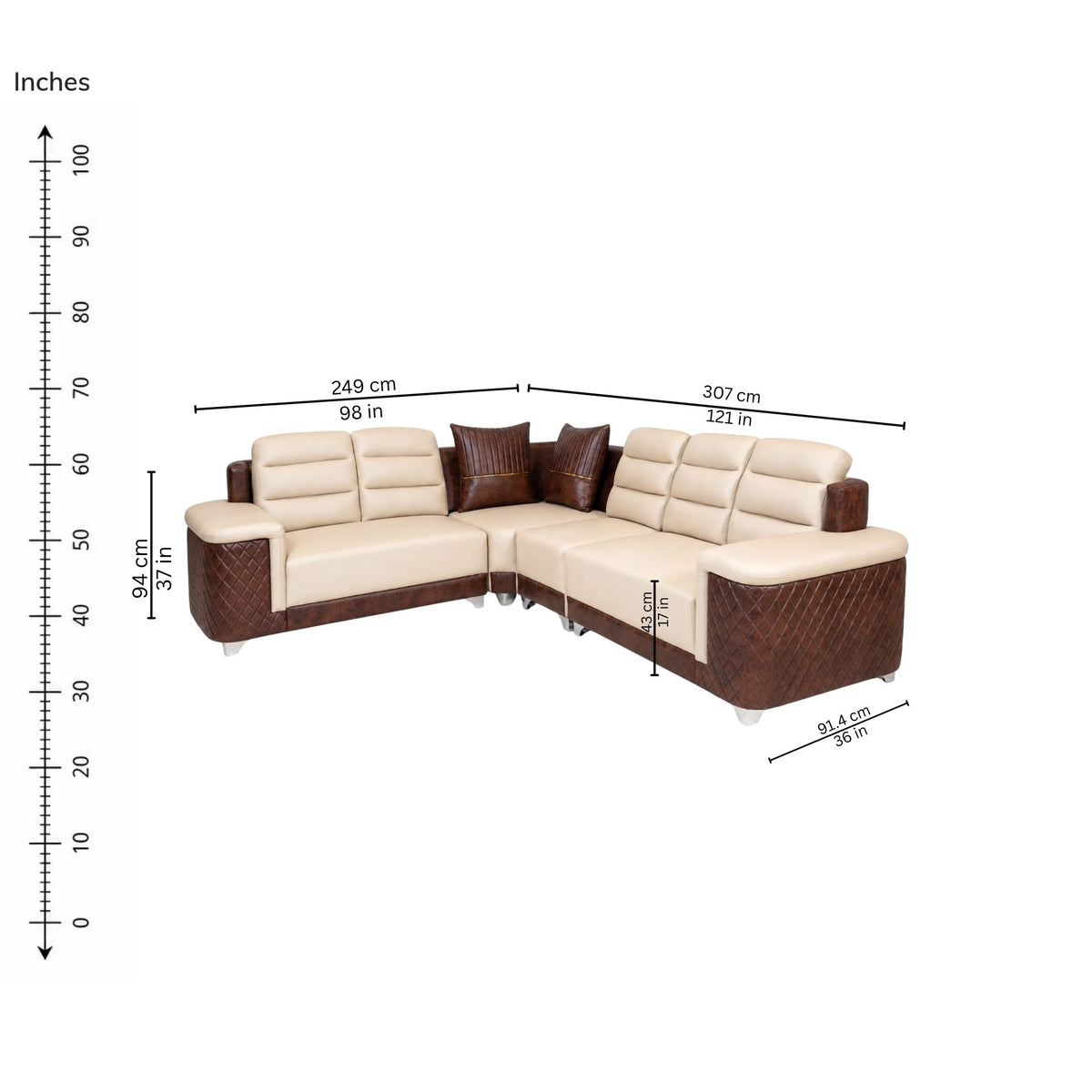 Spuria Corner Sofa (Left) — iso-dims