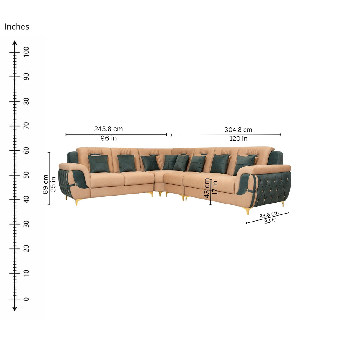 Stroza Corner Sofa (Left) — iso-dims