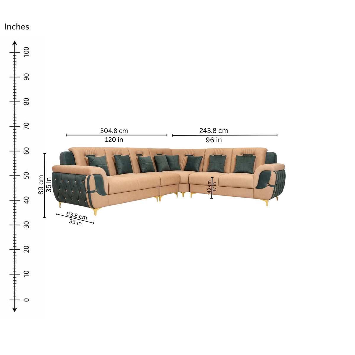 Stroza Corner Sofa (Right) — iso-dims