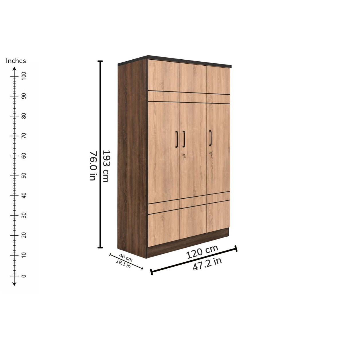 Twilight Three-Door Wardrobe — iso-dims