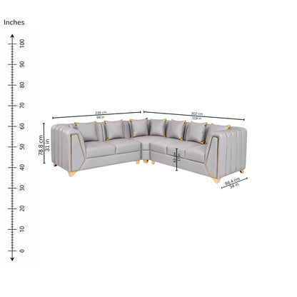 Zinnia Corner Sofa (Left) — iso-dims